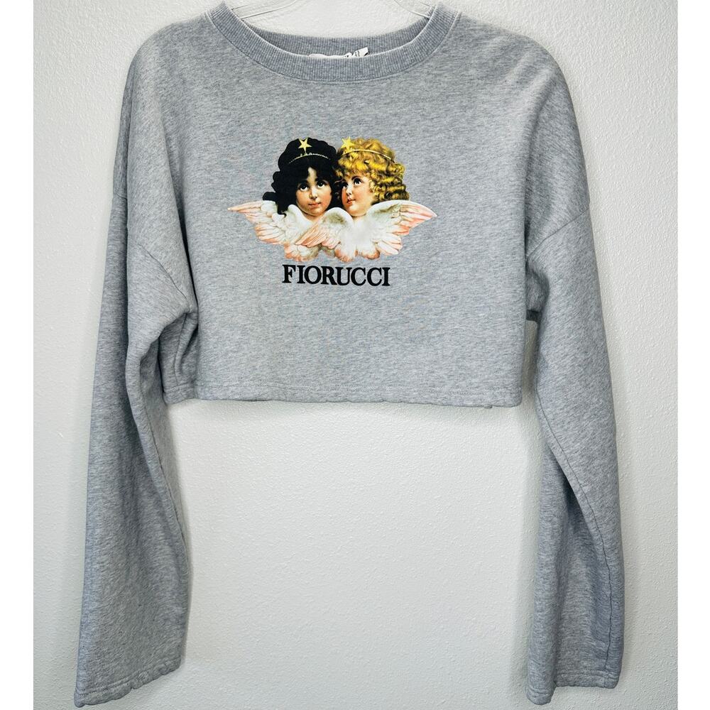 Fiorucci Angels Gray Cropped Sweater XL,EUC